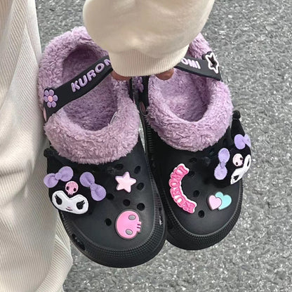 Schöne Kawaii warme Plüschschuhe mit Löchern - Kimi