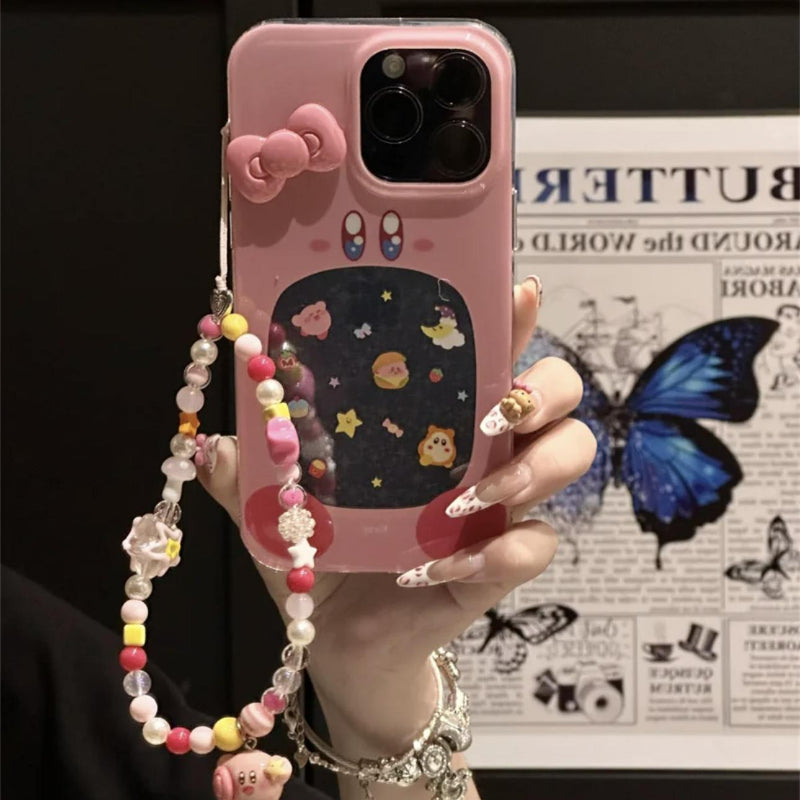 Cartoon Kirby Phone Case with Colorful Chain KI693