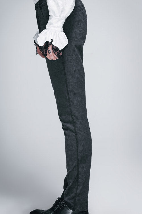 Braided-Strap Jacquard Pants in Dark Gothic Style