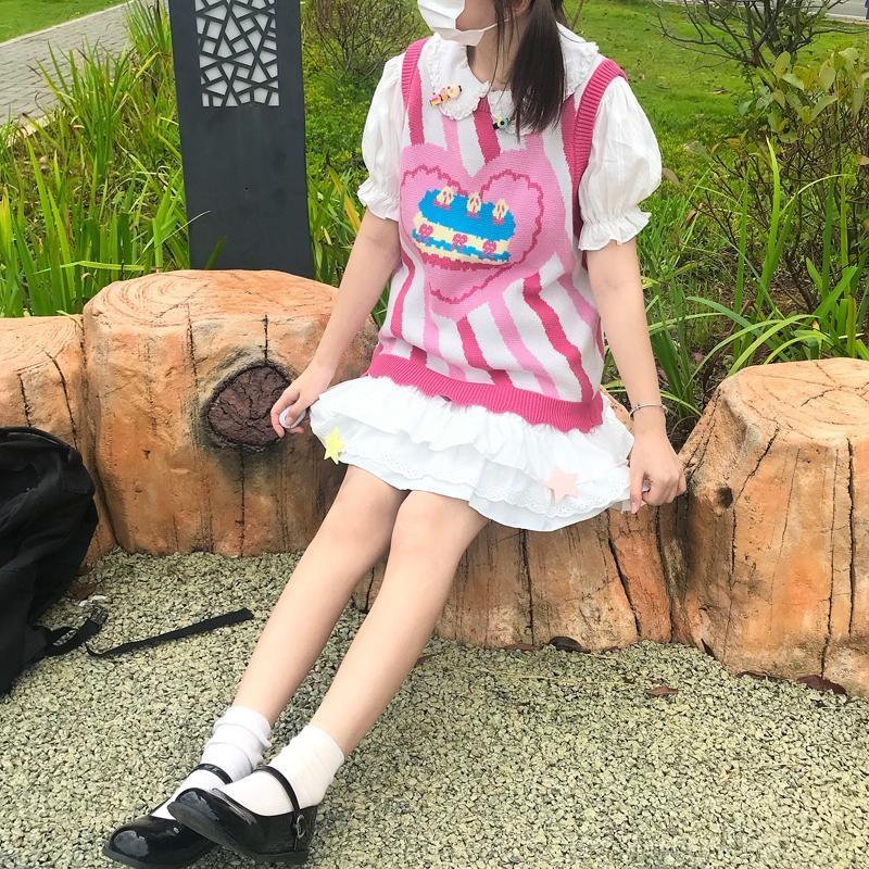 Birthday Cake Knit Vest - cake, cakes, candy, decora, decora kei