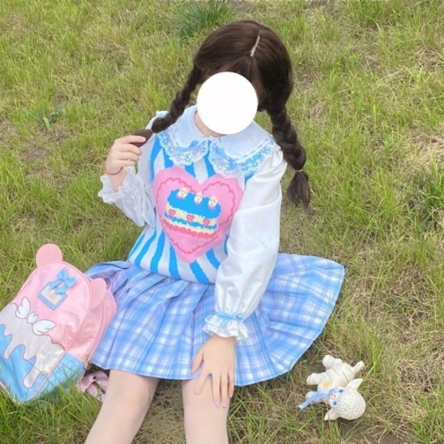 Birthday Cake Knit Vest - cake, cakes, candy, decora, decora kei