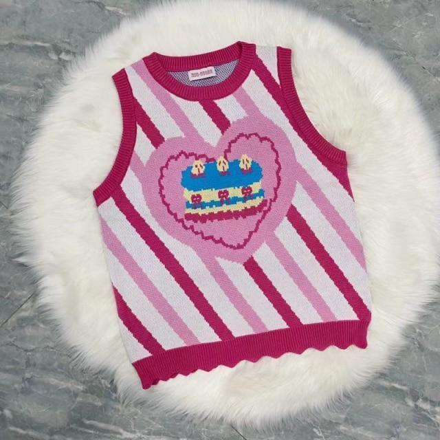 Birthday Cake Knit Vest - cake, cakes, candy, decora, decora kei