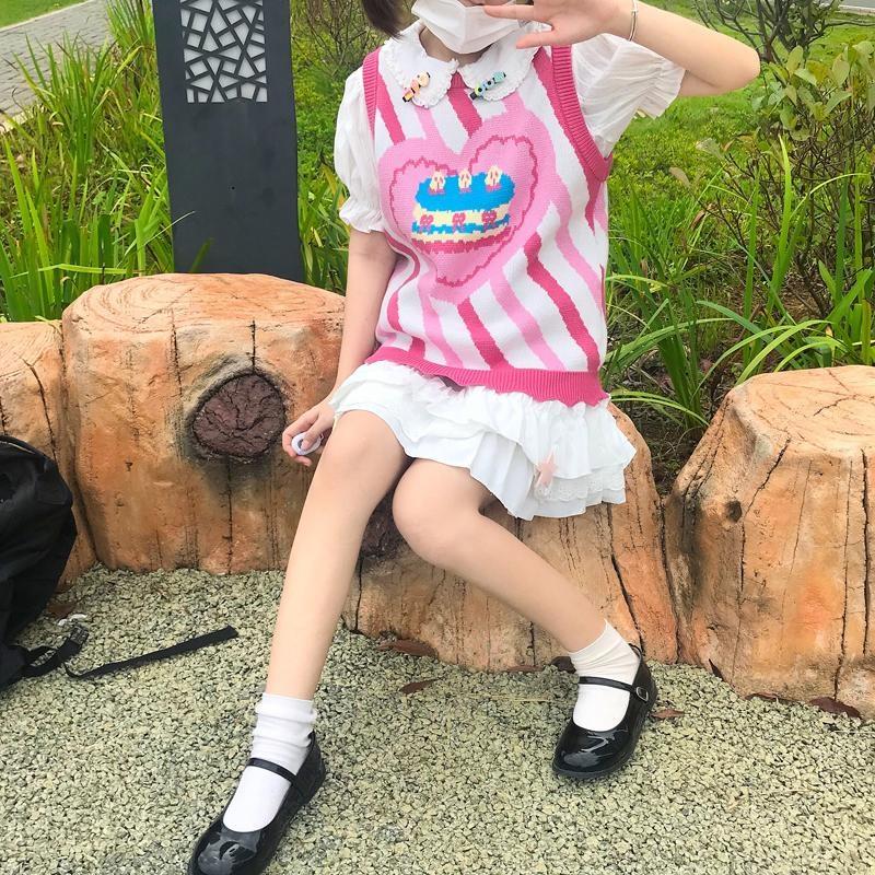 Birthday Cake Knit Vest - cake, cakes, candy, decora, decora kei