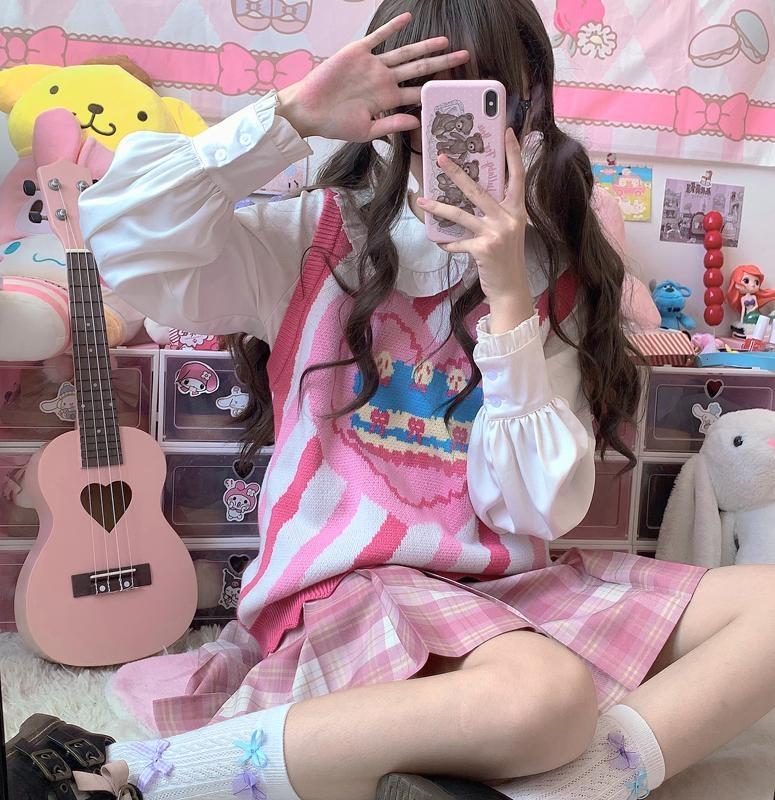 Birthday Cake Knit Vest - cake, cakes, candy, decora, decora kei