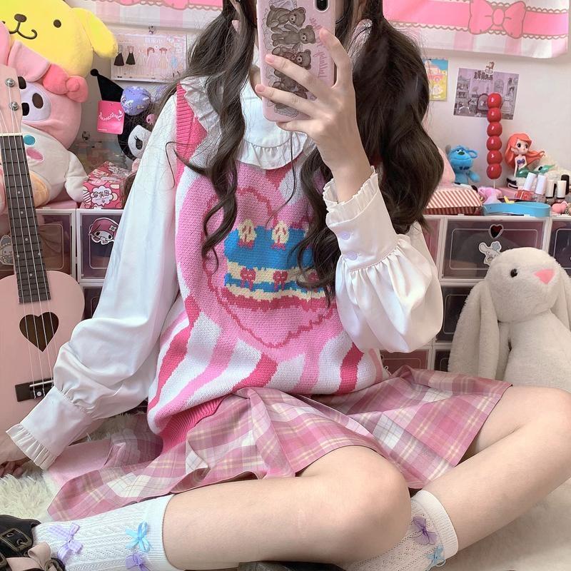 Birthday Cake Knit Vest - cake, cakes, candy, decora, decora kei