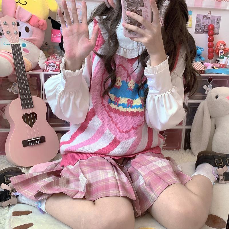 Birthday Cake Knit Vest - cake, cakes, candy, decora, decora kei