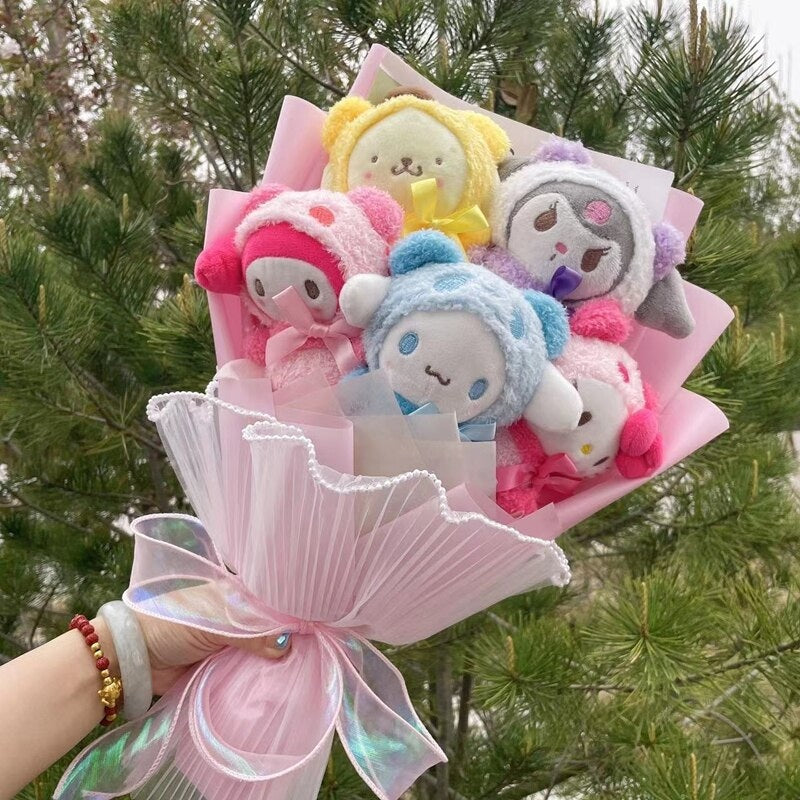 Blooming plush bouquet - cinnamoroll - flower bouquet - flowers - kuromi - my