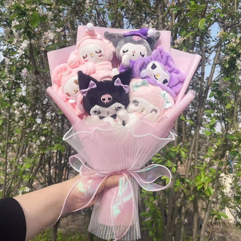 Blooming plush bouquet - cinnamoroll - flower bouquet - flowers - kuromi - my