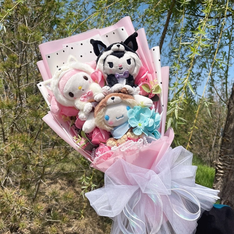Blooming plush bouquet - cinnamoroll - flower bouquet - flowers - kuromi - my