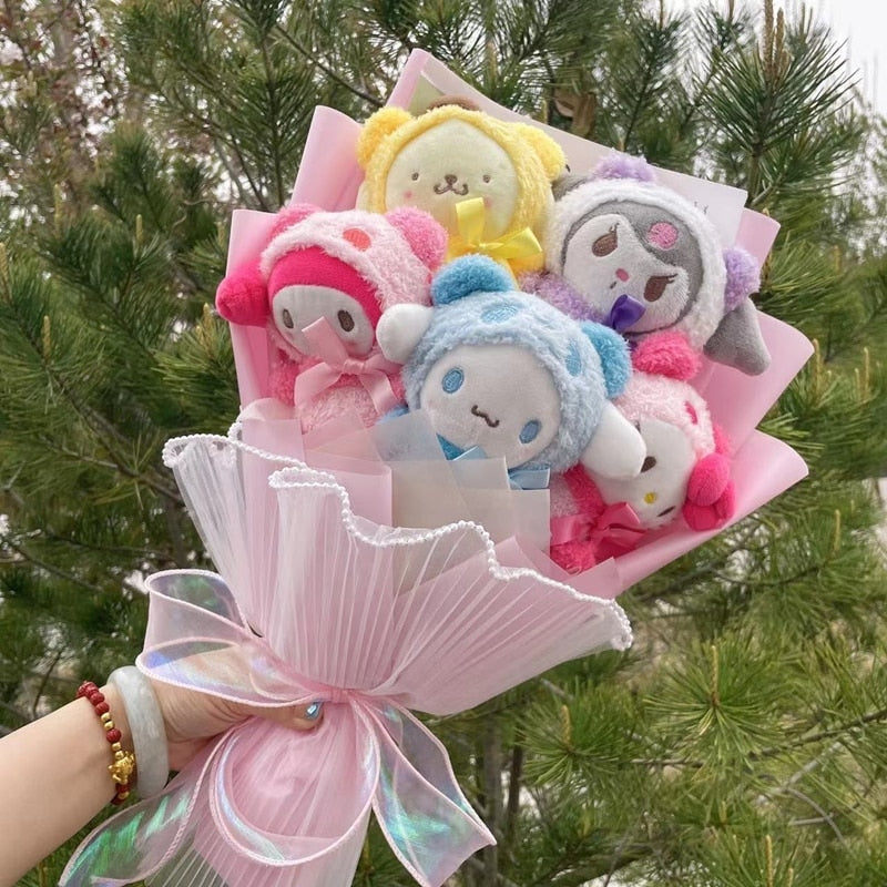 Blooming plush bouquet - cinnamoroll - flower bouquet - flowers - kuromi - my