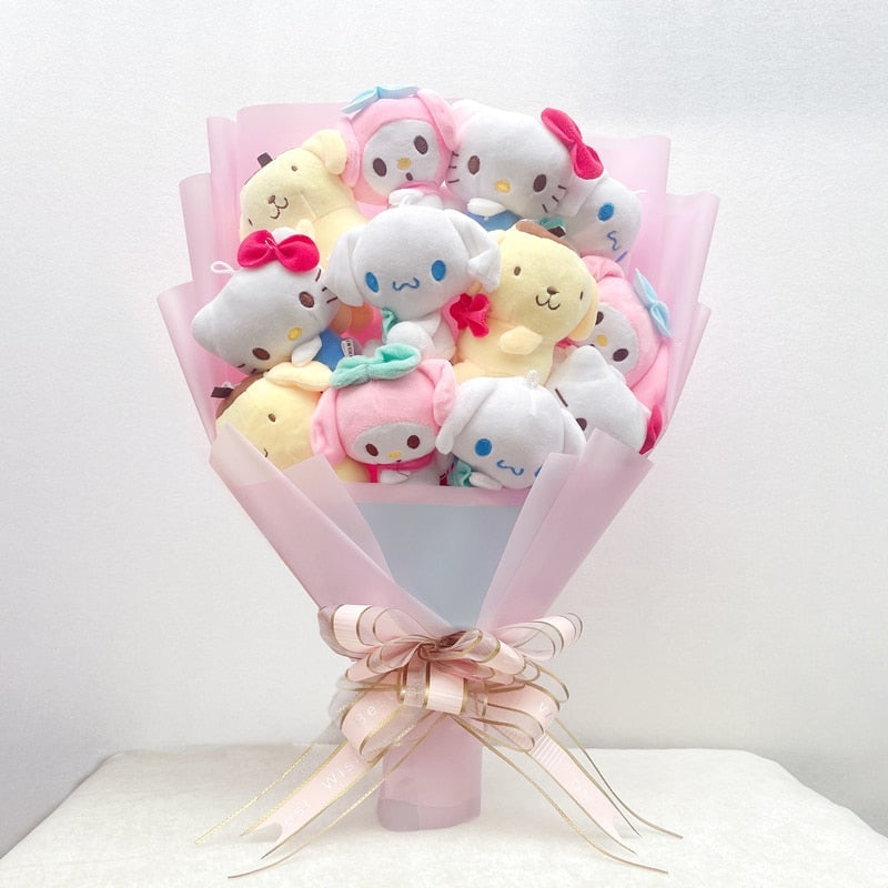 Blooming plush bouquet - cinnamoroll - flower bouquet - flowers - kuromi - my