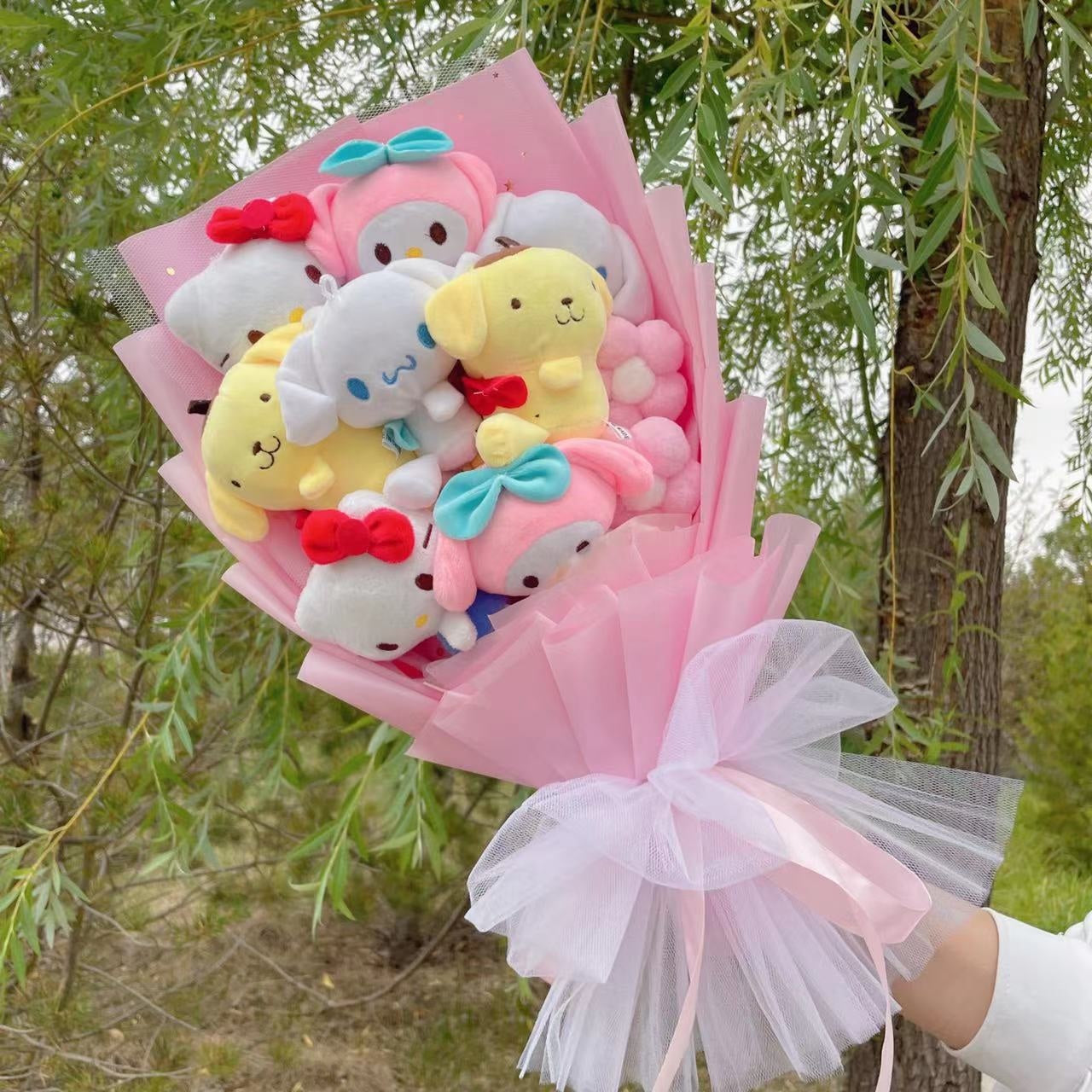 Blooming plush bouquet - cinnamoroll - flower bouquet - flowers - kuromi - my