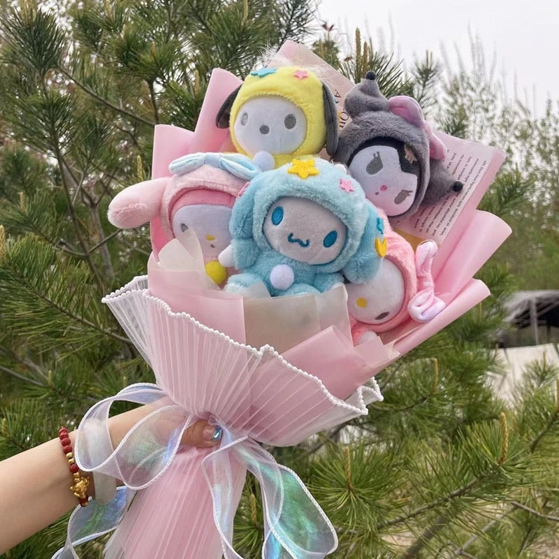 Blooming plush bouquet - cinnamoroll - flower bouquet - flowers - kuromi - my