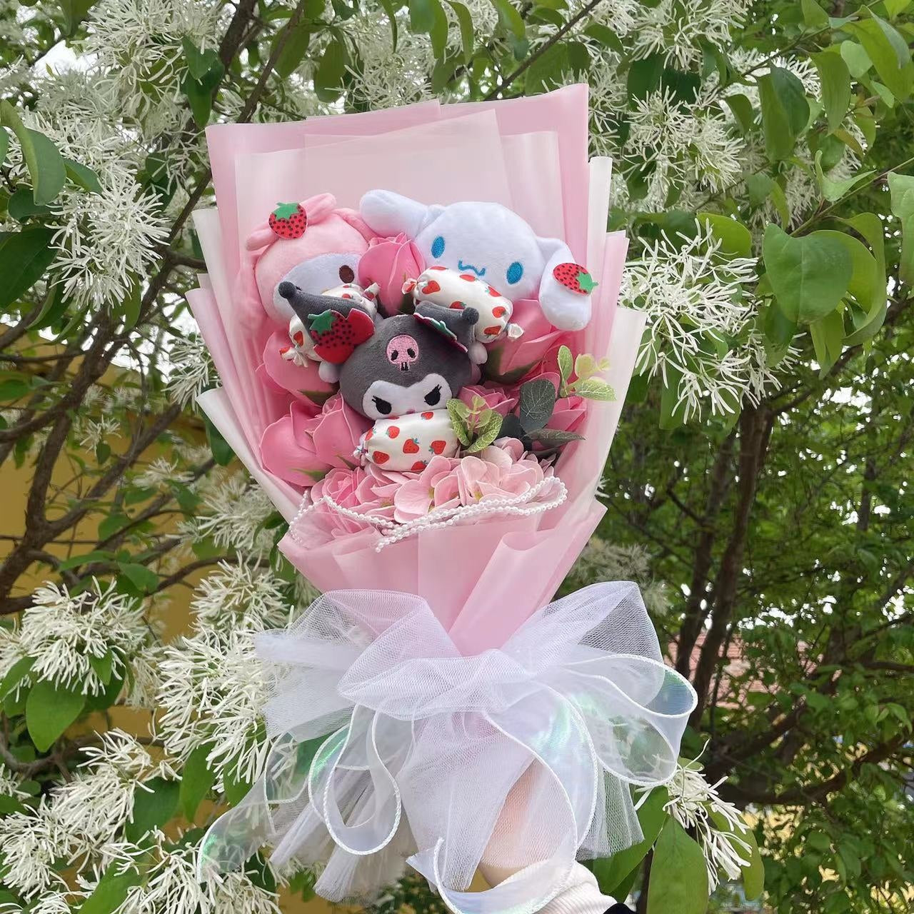 Blooming plush bouquet - cinnamoroll - flower bouquet - flowers - kuromi - my