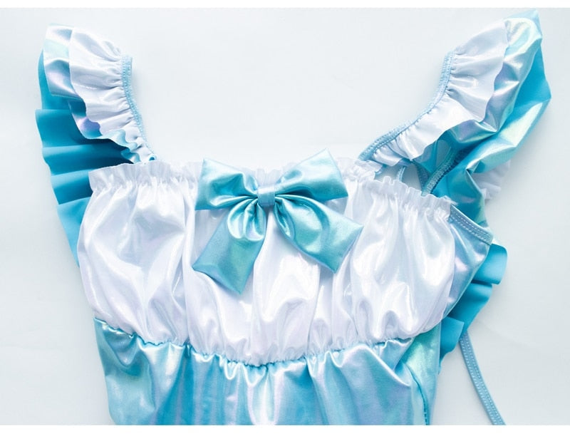 Blue holographic onesie - adult onesie - onesies - blue - bodysuit - bodysuits