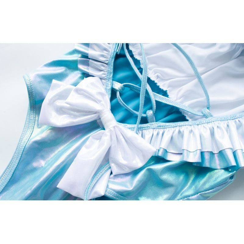 Blue holographic onesie - adult onesie - onesies - blue - bodysuit - bodysuits