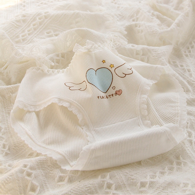 Blue lace cotton sweetheart undies - blue - kawaii - lace - lingerie - panties