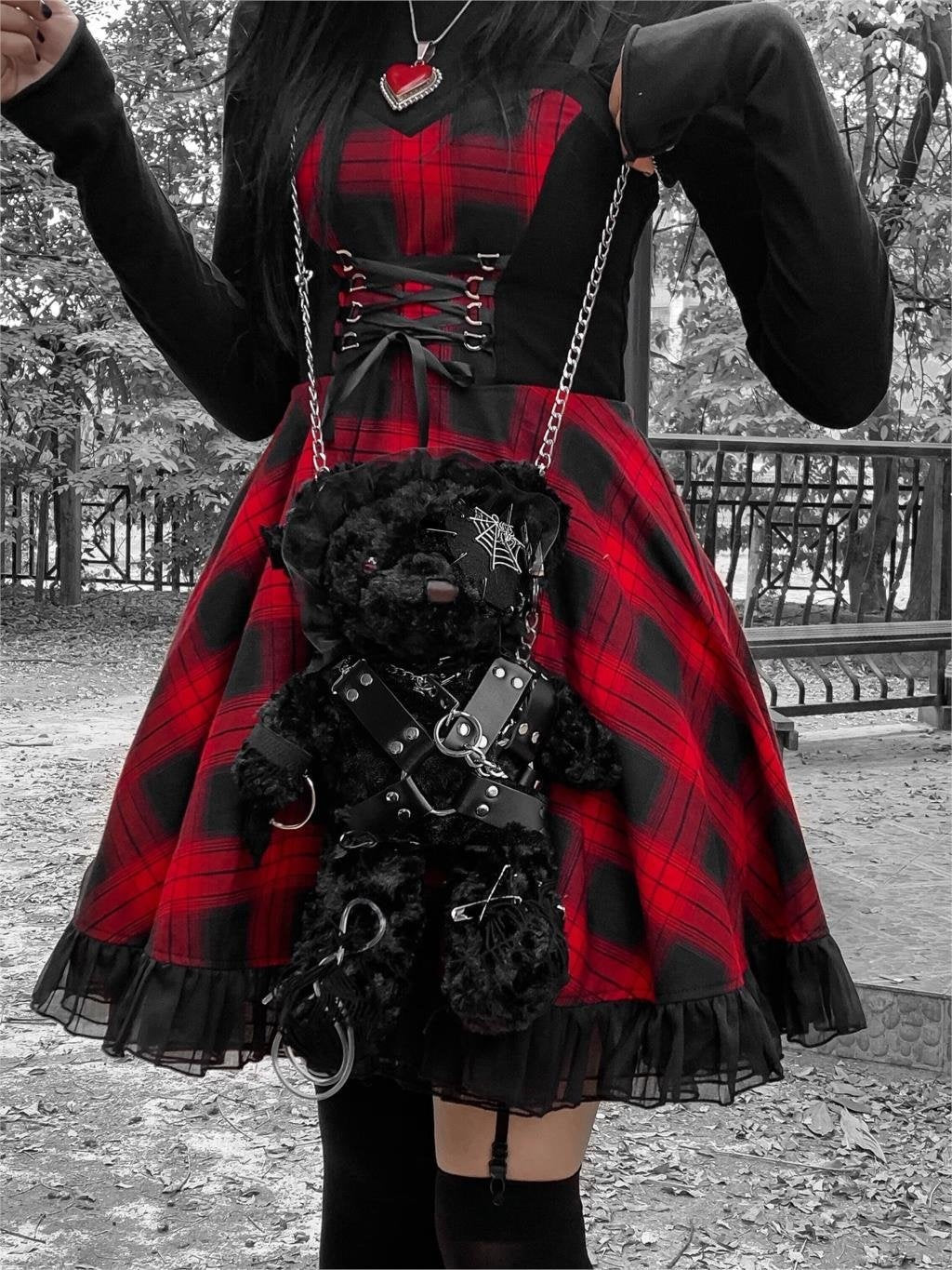 Bondage Bear Messenger Bag - bag, bags, creepy, gothic, gothic lolita