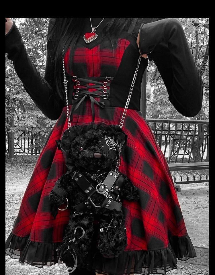 Bondage Bear Messenger Bag - bag, bags, creepy, gothic, gothic lolita