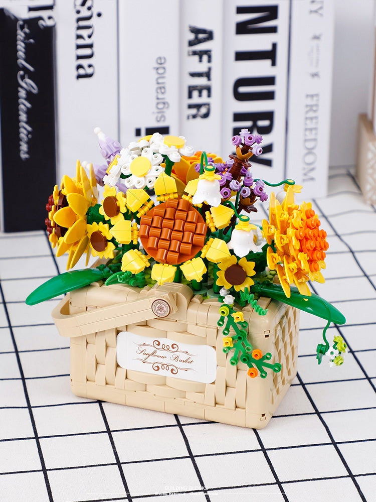 Building Block Basket Bouquet Set - building blocks, flowers, kawaii, lego, lego sets Kawaii Babe