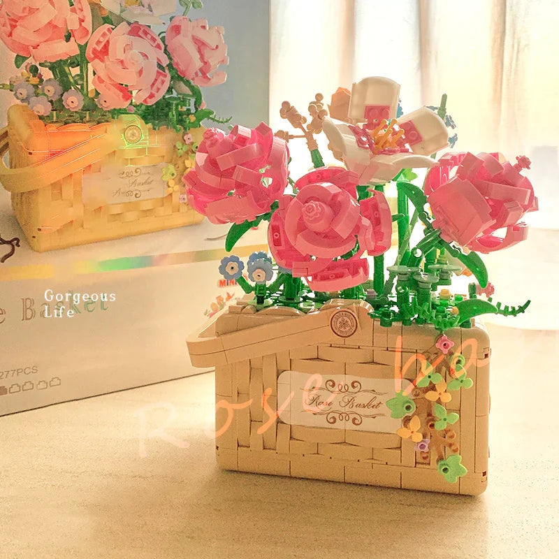 Building Block Basket Bouquet Set - building blocks, flowers, kawaii, lego, lego sets Kawaii Babe