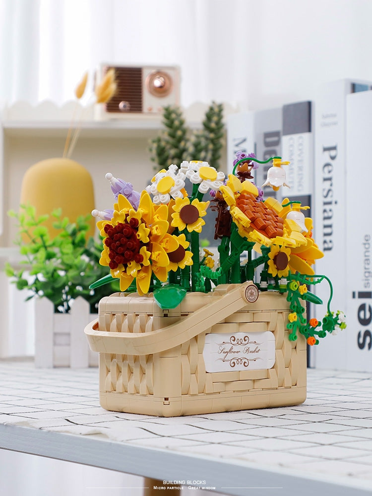 Building Block Basket Bouquet Set - building blocks, flowers, kawaii, lego, lego sets Kawaii Babe