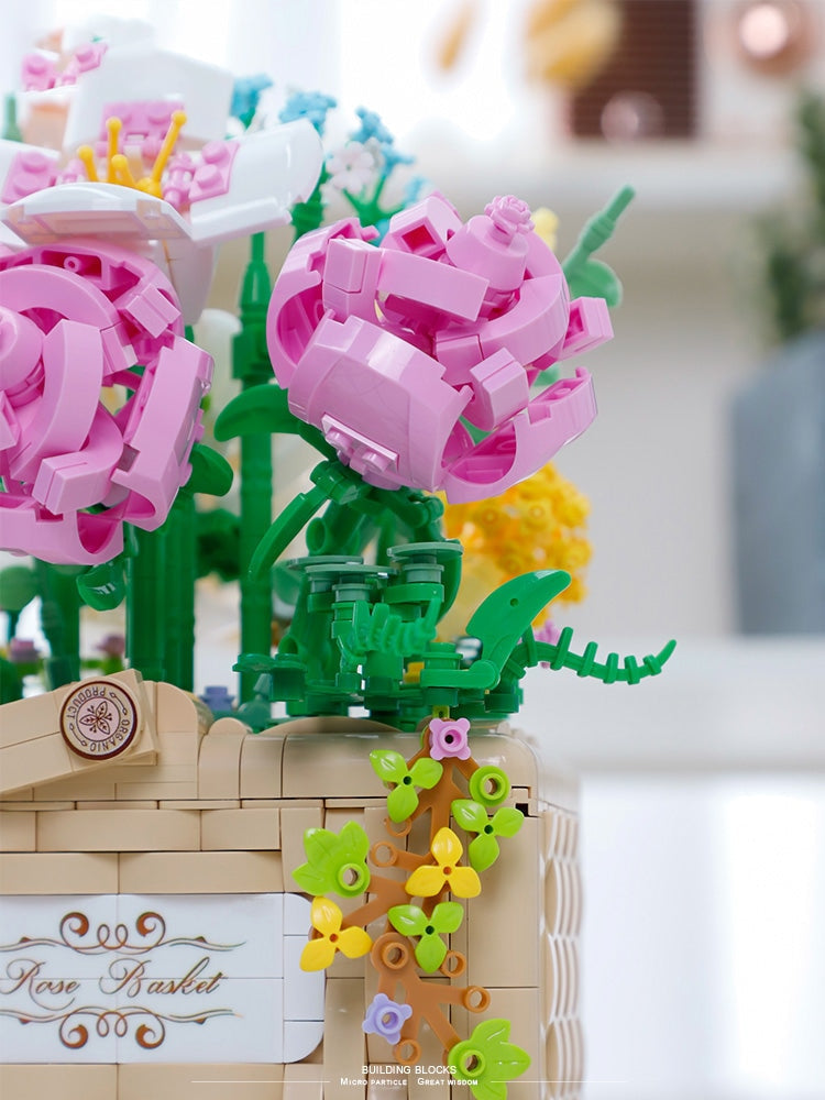 Building Block Basket Bouquet Set - building blocks, flowers, kawaii, lego, lego sets Kawaii Babe