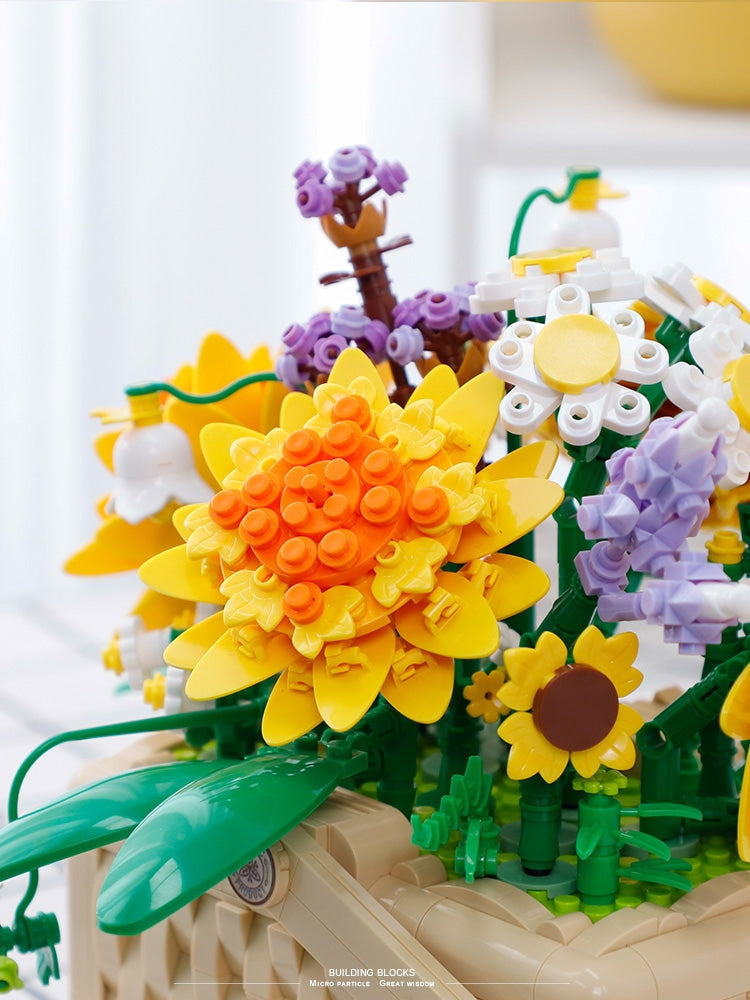 Building Block Basket Bouquet Set - building blocks, flowers, kawaii, lego, lego sets Kawaii Babe