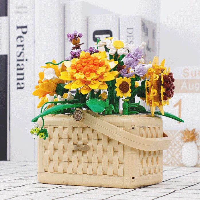 Building Block Basket Bouquet Set - building blocks, flowers, kawaii, lego, lego sets Kawaii Babe