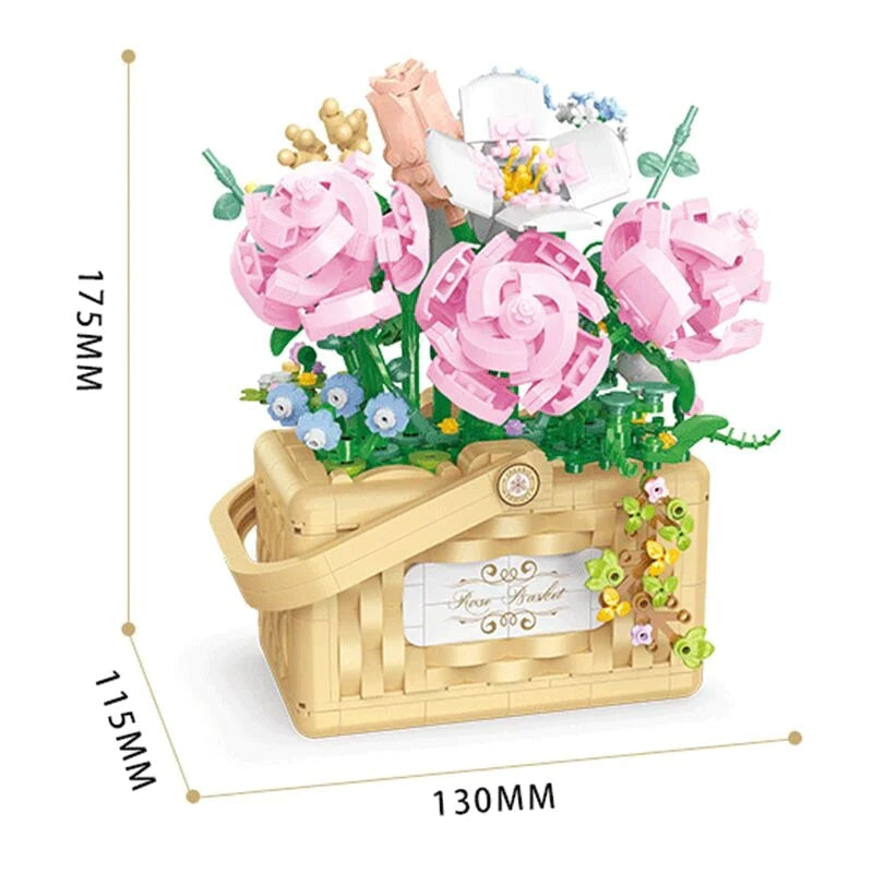 Building Block Basket Bouquet Set - building blocks, flowers, kawaii, lego, lego sets Kawaii Babe