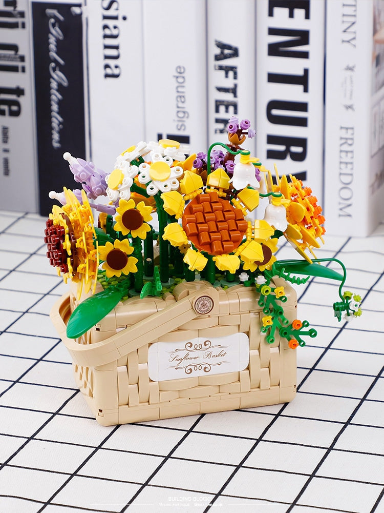 Building Block Basket Bouquet Set - building blocks, flowers, kawaii, lego, lego sets Kawaii Babe