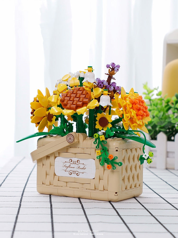 Building Block Basket Bouquet Set - building blocks, flowers, kawaii, lego, lego sets Kawaii Babe