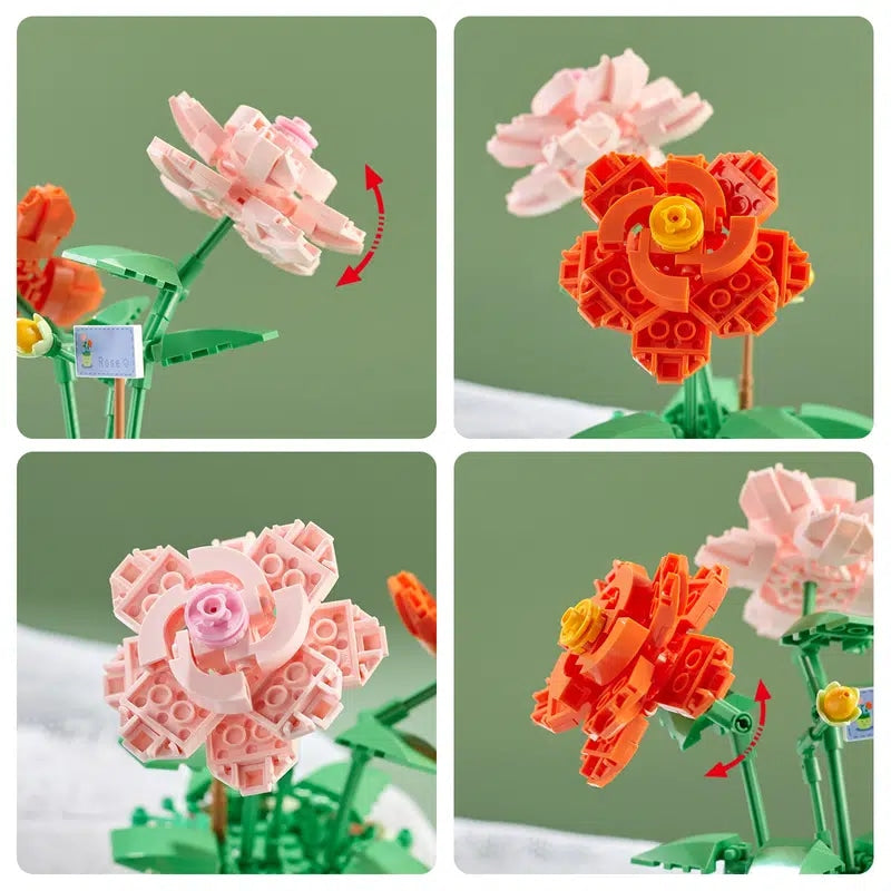 Building Block Flower Planter Sets - building blocks, flower, flowers, lego, lego set