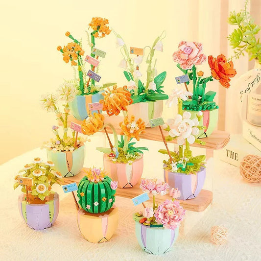 Building Block Flower Planter Sets - building blocks, flower, flowers, lego, lego set