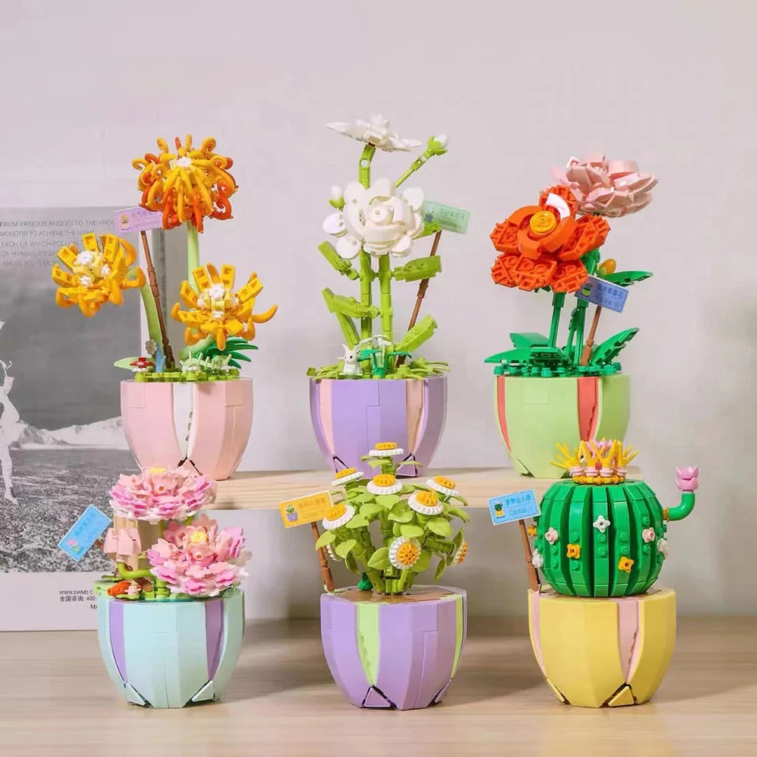 Building Block Flower Planter Sets - building blocks, flower, flowers, lego, lego set