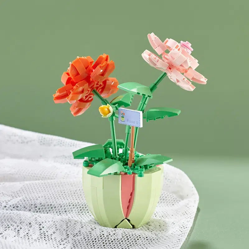 Building Block Flower Planter Sets - building blocks, flower, flowers, lego, lego set
