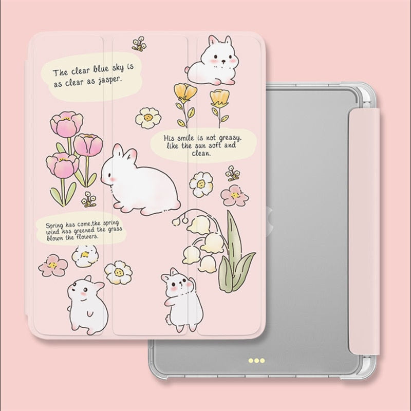Bunny ipad protective case - bunny - case - cats - floral - flower