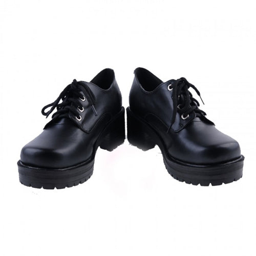 Lolita Platform Shoes with Round Toe and Military Design