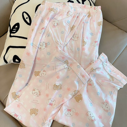 Pink Love Cute Kitty Pajamas Set KI474