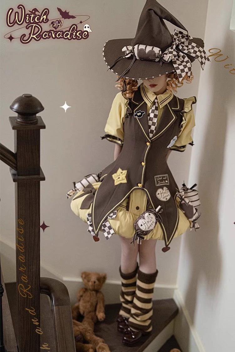 Halloween Sweet Lolita Vest Set with Short Sleeves and Bows