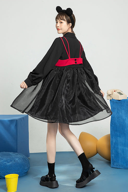 Sweet Lolita OP Dress with Bow and Organza Sleeves
