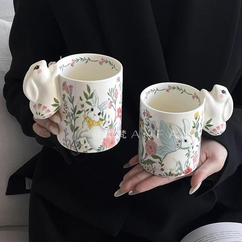 Cartoon Ceramic Flower Rabbit Cup - Lovesickdoe