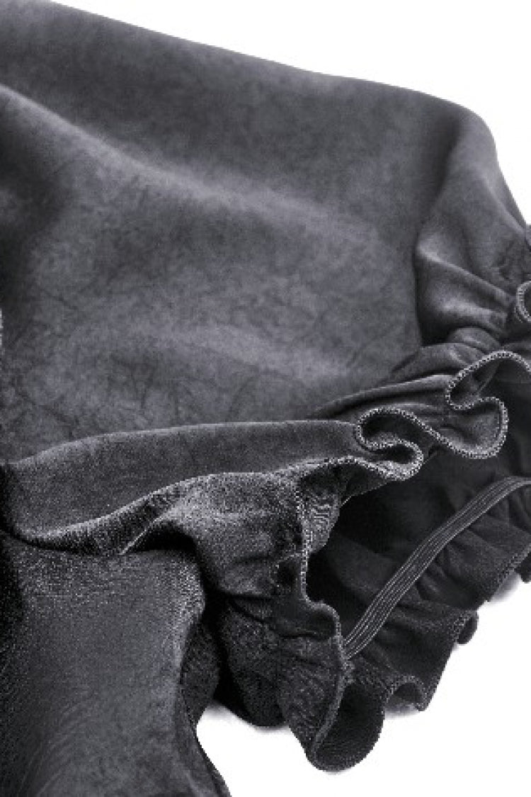 Ruffled Gothic Blouse with Puff Sleeves and Collar - Gothic Edge