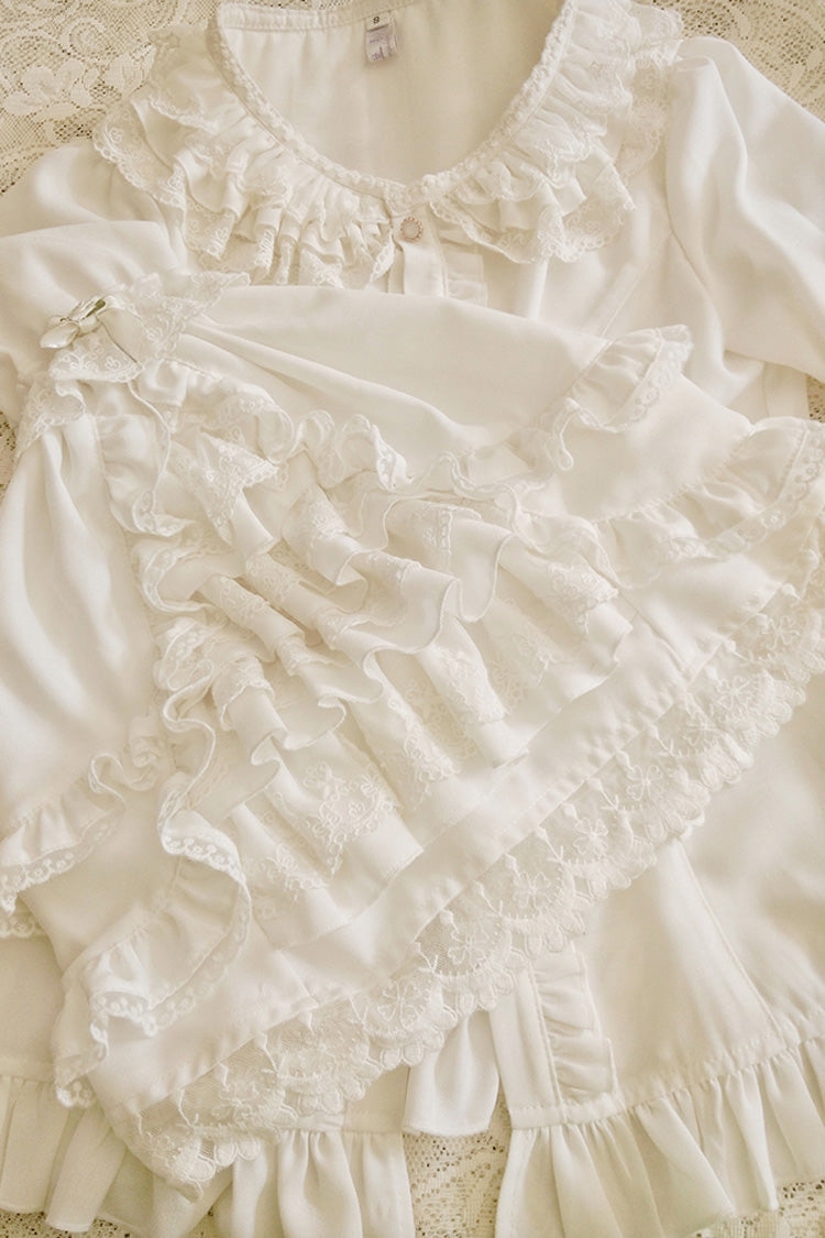 Flared Princess Sleeve Ruffle Bow Lace Gorgeous Lolita Top - 2 Hues
