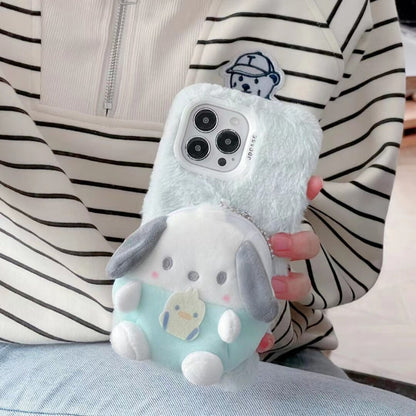 Étui portefeuille en peluche pour téléphone portable KI498