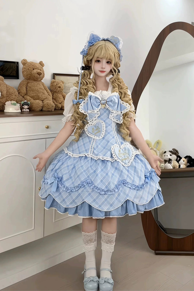 Multi-Layered Strawberry Cake Print Ruffled Plus-Size Princess Gown - Candy Cream Puff Strawberry Cake