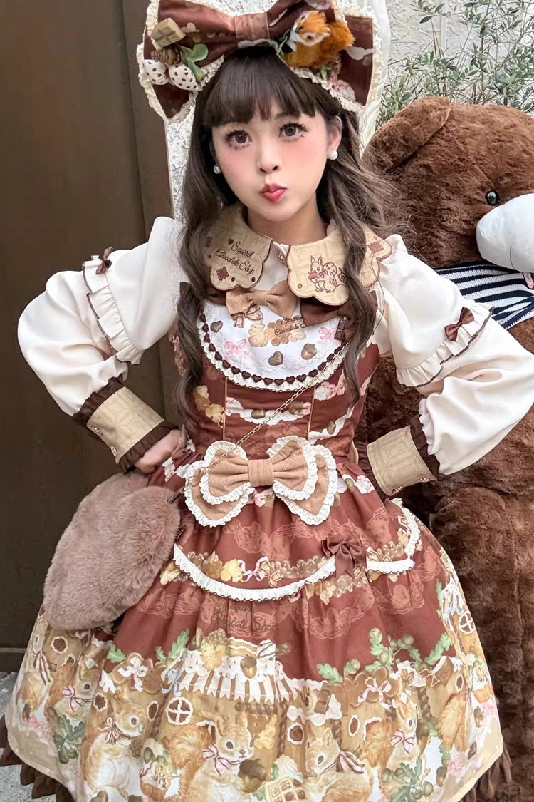 Sweet Lolita JSK Dress with Blouse and Ruffled Bow