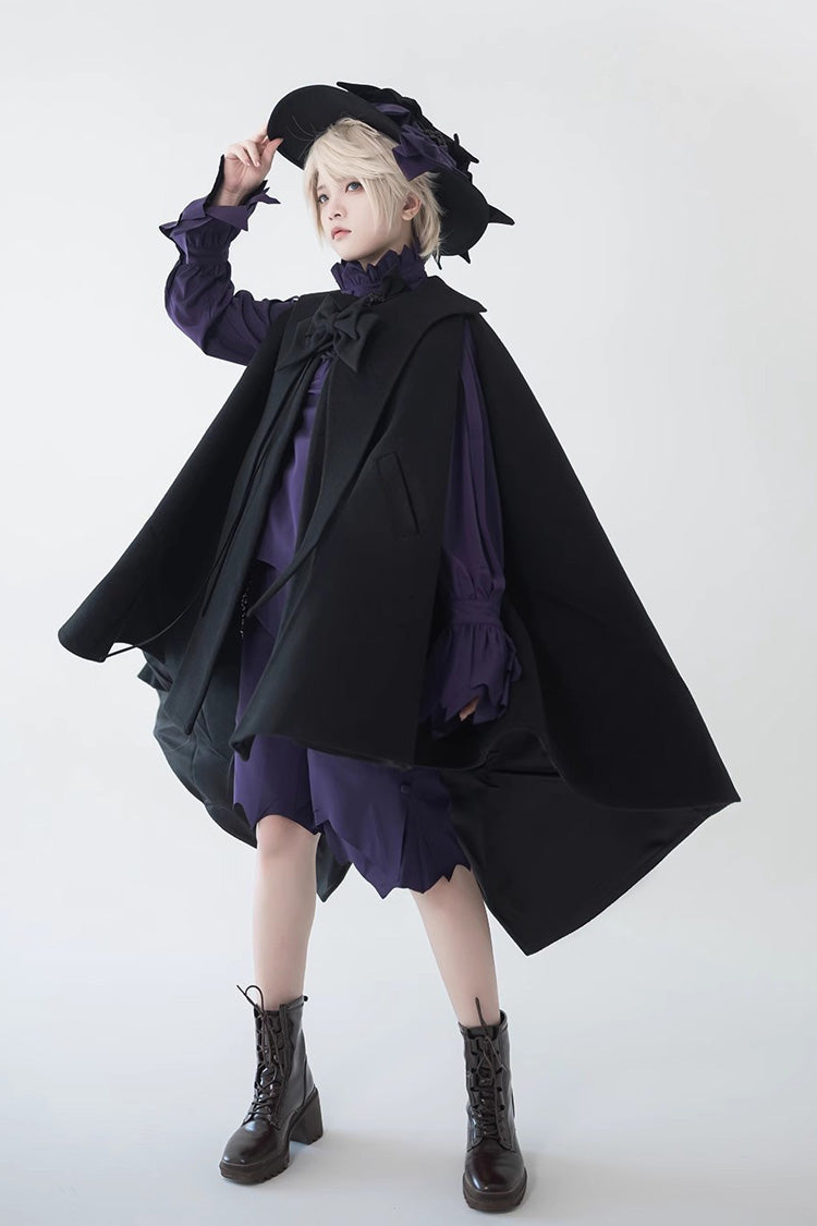 Woolen Ouji Cloak for Daily Lolita Style - Noir
