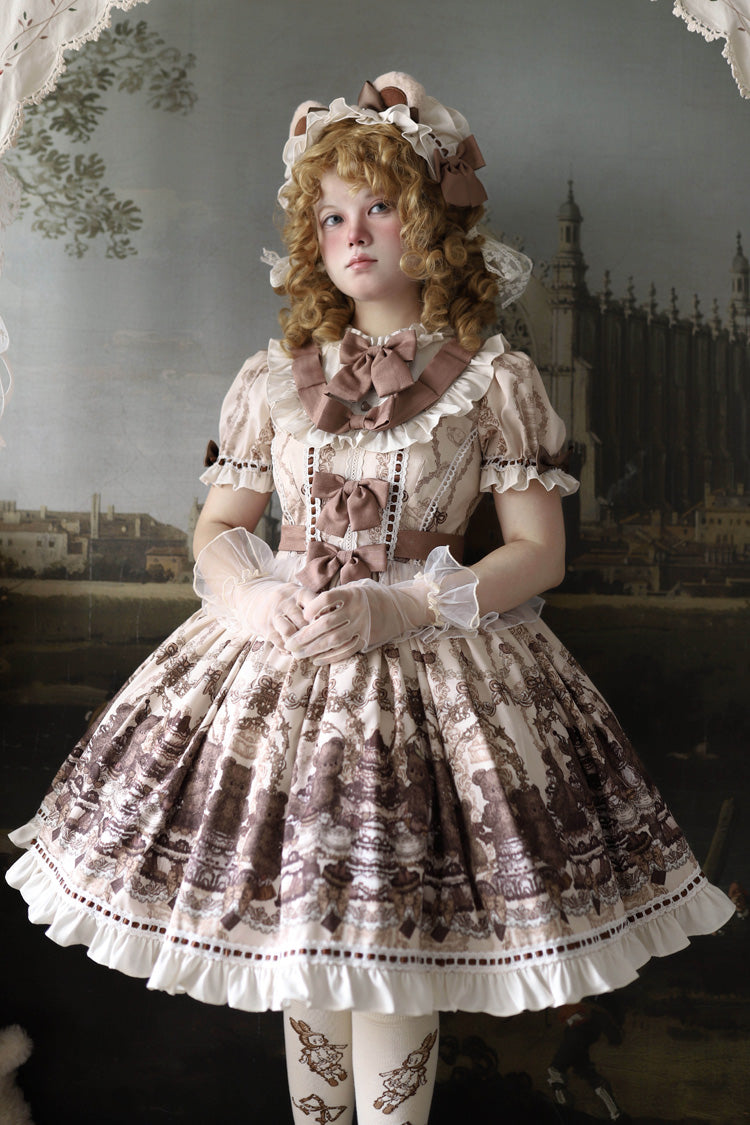 Daily Sweet Lolita Dress with Round Collar and Short Sleeves