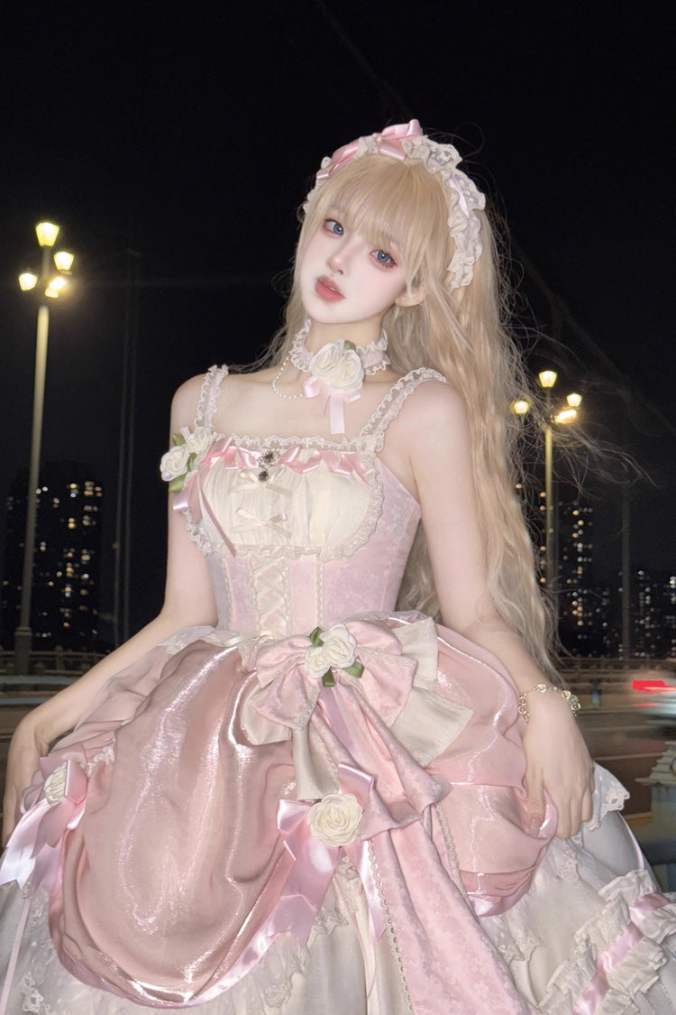 Multi-layer Ruffle Hanayome Bowknot Sweet Princess Gorgeous Long Lolita Jsk Dress